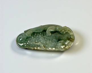 Chinese Jadeite Chilong and Corn Pendant
