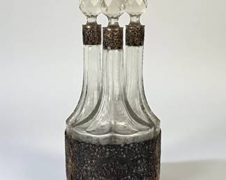Dutch 830 Silver Bar Set W/ Crystal Decanters
