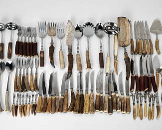 Large Group of Antler Handled Cutlery
