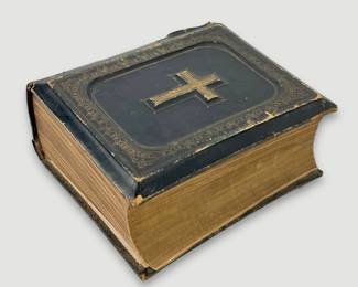 Large Antique Catholic Family Bible 1800s
