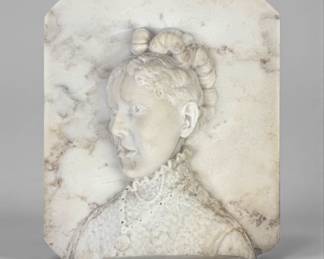 Carrara Marble Low Relief Carved Plaque
