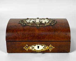 Antique Burl Wood Cards Box & Dice

