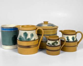 (5pc) Group of Seaweed Mocha Pottery
