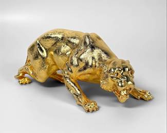 24K Gold Over Sterling Signed Tiger
