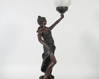 Spelter Art Nouveau Style Lamp
