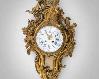 French Baroque-Style Cartel Bronze Wall Clock
