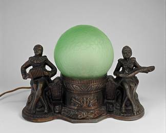 Art Deco Table Lamp With Green Shade
