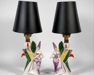 Pair Of German Art Deco Boudoir Table Lamps
