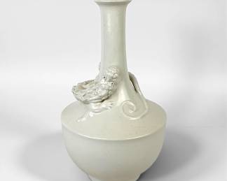 Large Antique Chinese White Glazed Vase With Dragon Motif
