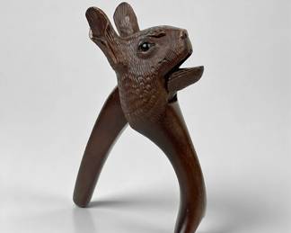 Black Forest Carved Wood Rabbit Nut Cracker

