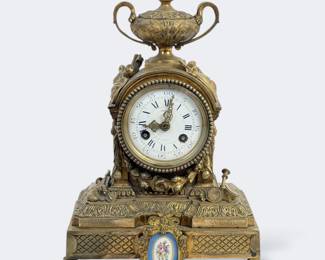 French Louis XVI-Style Gilt-Bronze Mantel Clock
