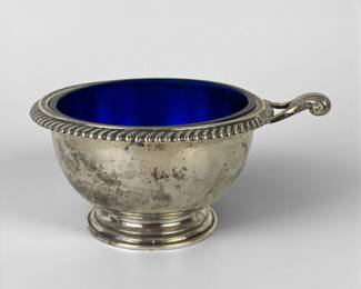 Sterling and Cobalt Glass Bowl
