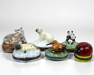 (6) Limoges Porcelain Trinket Boxes
