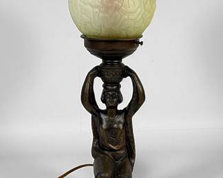 Art Deco Table Lamp With Clear Shade
