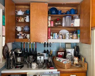 Vintage Mixer, Teapots, Utensils