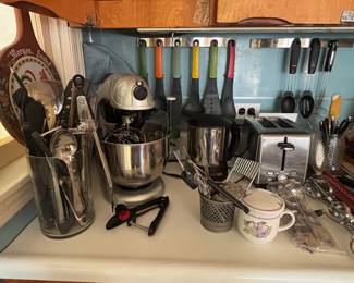 Vintage Mixer, Utensils, Toaster