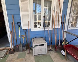 Shovels, Hatchet, Rakes, Hose Reel