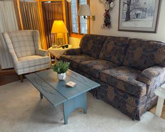 Chair, Sofa, Table, Lamp