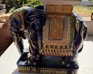 Asian-inspired elephant garden stool
