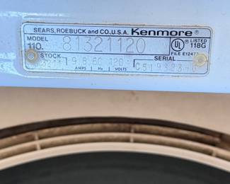 Kenmore Heavy Duty washer Model number in picture