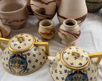 vintage Andalusian-patterned ceramic decorative teapots