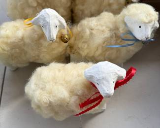 vintage-style German Putz sheep figurines