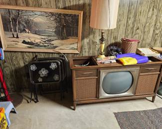 Beautiful color TV, stereo,  and record player 