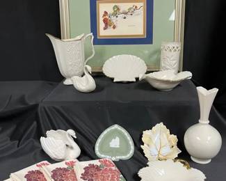 Lenox, Wedgwood Goebel Porcelain Decor Collection  Swans, Vases,  Framed Art