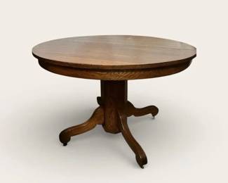 Vintage Round Wood Pedestal Table