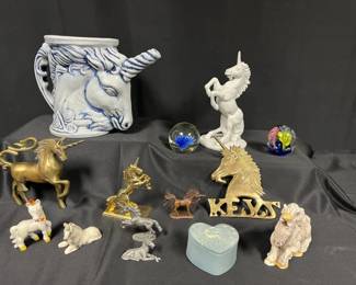 Unicorn Figurines, Paperweights Fantasy Decor  Featuring Rumph Pottery