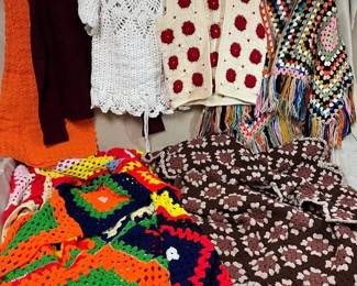 Handcrafted Crocheted Afghans, Vests Sweaters  Vintage Folk Style