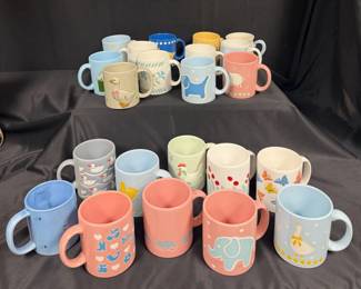 Whimsical Mug Collection Waechtersbach, Fitz  Floyd  Otagiri Pink, Blue  Animal Themes