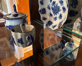 Blue and white items