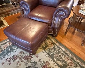 Leather chair and ottoman