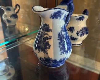 Blue and white items