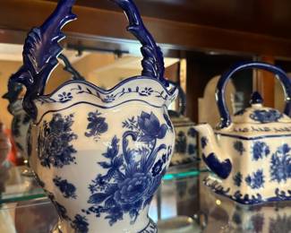 Blue and white items