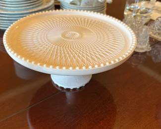 Antique milk glass cake stand
