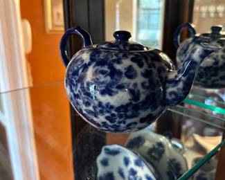 Blue and white items