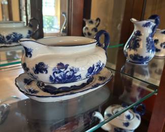 Blue and white items