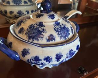 Blue and white items