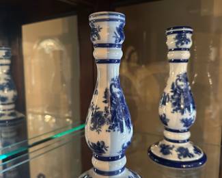 Blue and white items