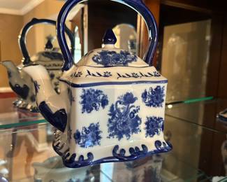 Blue and white items