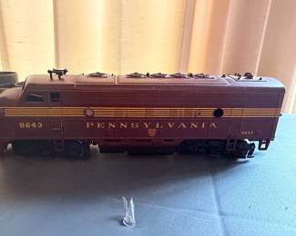 vintage Pennsylvania Railroad F7A diesel model locomotive, often produced in HO scale 