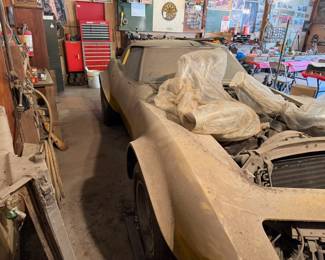 1971 Chevrolet Corvette.  Numbers Matching – Big Block & Transmission Custom Fender Flairs – Garage Kept  Brand New Chrome Hooker Headers & Side Pipes in the Box Not running – Has Keys Great Barn Find VIN 194371S106517