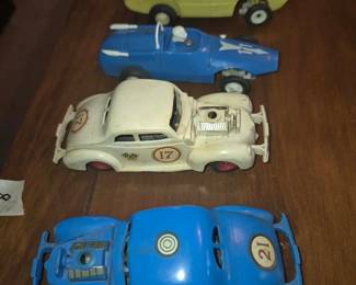 vintage A.C. Gilbert American Flyer Auto-Rama slot cars from the 1960s. 