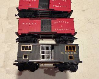 vintage Mantua HO scale Western & Atlantic 1860 freight cars, specifically a box car and a horse car.