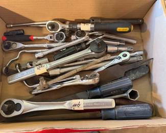 hand tools - various socket ratchets and wrenches. 