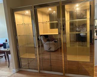 Art Deco 3 piece curio and TV cabinets ca 1960