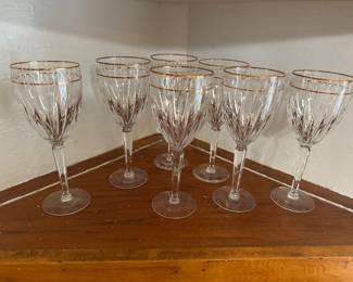 7 Lenox Ambassador wine glasses 24kt gold trim
