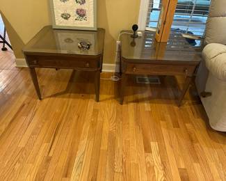 Midcentury Modern endtables with glass tops